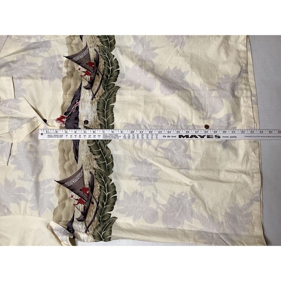 Hawaiian Shirt Winnie Fashion Volcano Tan Boats Men’s XL - Picture 3 of 4